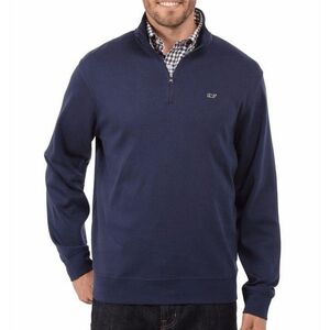 Vineyard Vines Navy Knit Quarter Preppy Golf Fall Winter Zip Sweater - Mens
